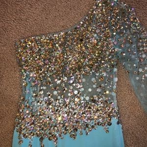 Blush One-sleeved Prom Dress